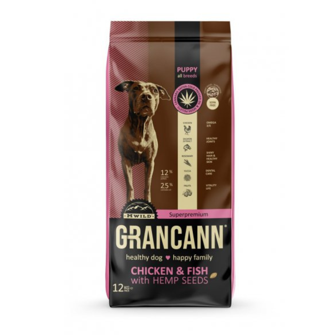 Grancann Chicken & Fish with Hemp seeds-Puppy all breeds 12 kg